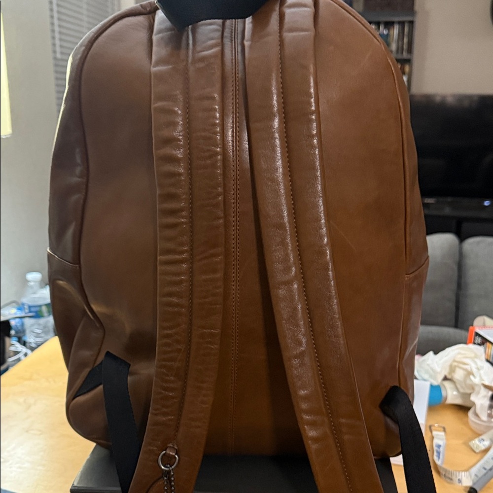 Coach Leather Backpack with Orange and Black Stripes - Picture 5 of 7
